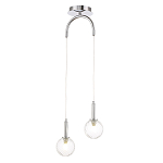 Подвесной светильник с 2-мя рельефными прозрачными плафонами из стекла и основанием цвета Хром Perforated Glass Bubbles варинант исполнения - 2 | Loft Concept в Челябинске