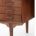 Дизайнерский письменный стол округлой формы с 4-мя ящиками и дверкой с полочками Rili варинант исполнения - 5 | Loft Concept в Челябинске