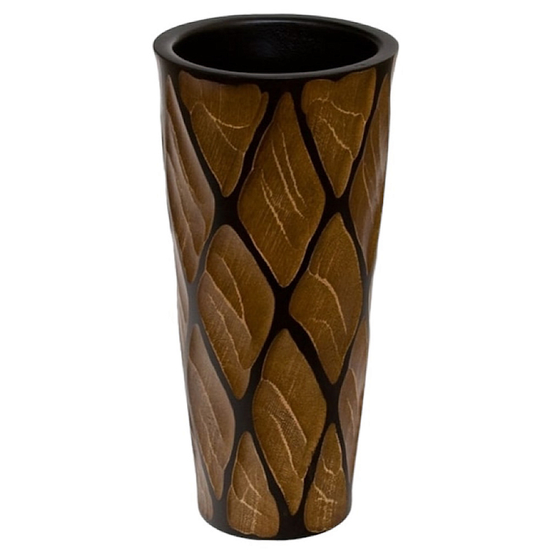 Ваза деревянная Vase of Thailand Коричневый Черный в Челябинске | Loft Concept 