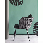 Стул мягкий с декором в виде плетеных лент на спинке и подлокотниках Semicircular Chair Decorated with Ribbons варинант исполнения - 2 | Loft Concept в Челябинске