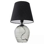 Настольная лампа с черным тканевым абажуром и фактурным прозрачным основанием Black Cone варинант исполнения - 2 | Loft Concept в Челябинске