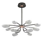 Люстра черного цвета с 12-ю прозрачными плафонами овальной формы Iona chandelier варинант исполнения - 1 | Loft Concept в Челябинске