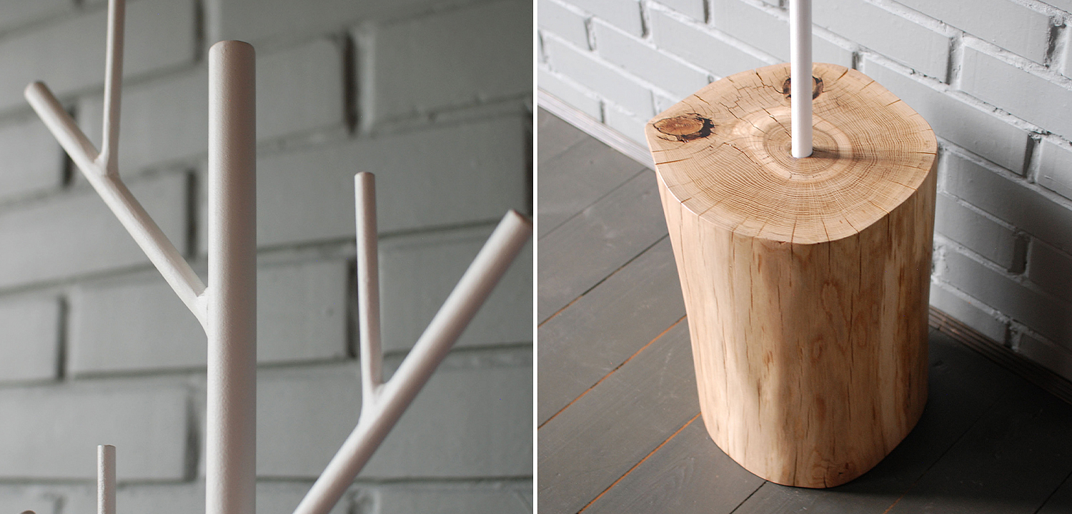 Вешалка Metal Branches and Stump Floor Hanger White Вешалка Metal Branches and Stump Floor Hanger White - Loft-Concept в Челябинске