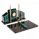Настольный письменный набор из змеевика с часами Successful Leader варинант исполнения - 2 | Loft Concept в Челябинске