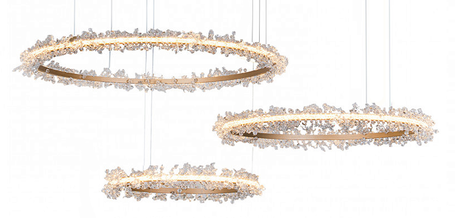 Люстра Crystal round chandelier Люстра 3 кольца Матовое Золото Люстра Crystal round chandelier Люстра 3 кольца Матовое Золото - Loft-Concept в Челябинске