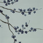 Обои ручная роспись Cherry Tree Original colourway on Adam Grey dyed silk варинант исполнения - 1 | Loft Concept в Челябинске