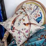Подушка декоративная с изображением птиц в саду Beige Chinoiserie Birds in the Peach Orchard Cushion варинант исполнения - 2 | Loft Concept в Челябинске