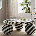 Дизайнерский журнальный стол круглый в чёрно-белую полоску Mypel варинант исполнения - 2 | Loft Concept в Челябинске