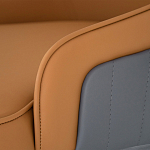 Стул оранжевый с высокой спинкой из искуственной кожи на серых металлических ножках Enigma Orange варинант исполнения - 4 | Loft Concept в Челябинске