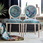 Стул из массива бука бирюзовый с изображением птиц и цветов Turquoise Beige Chinoiserie Birds Garden Chair варинант исполнения - 6 | Loft Concept в Челябинске