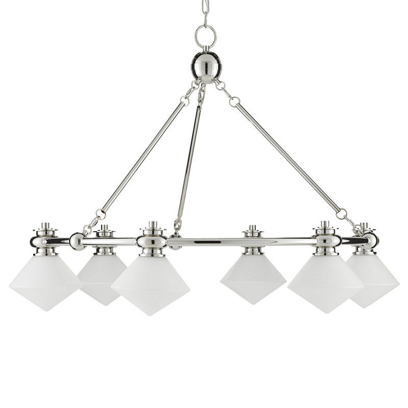 Люстра с ромбовидными плафонами Pointed Diamond Shade Никель Белый Люстра с ромбовидными плафонами Pointed Diamond Shade Никель Белый в Челябинске | Loft Concept