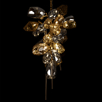 Люстра подвесная вытянутой формы с плафонами из стекла и металла с двумя вертикальными подвесками Gilded Mirage  варинант исполнения - 8 | Loft Concept в Челябинске