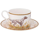 Чайная пара из фарфора с изображением собаки и уток 300 мл Hunting Porcelain Collection варинант исполнения - 1 | Loft Concept в Челябинске