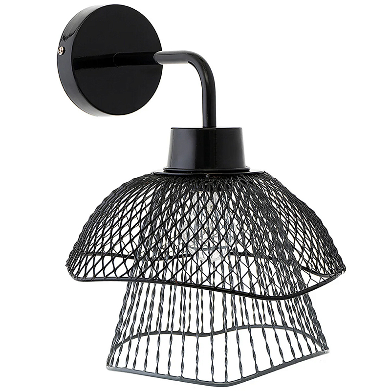 Бра с сетчатым металлическим абажуром Black Mesh Lampshade Черный Бра с сетчатым металлическим абажуром Black Mesh Lampshade Черный в Челябинске | Loft Concept