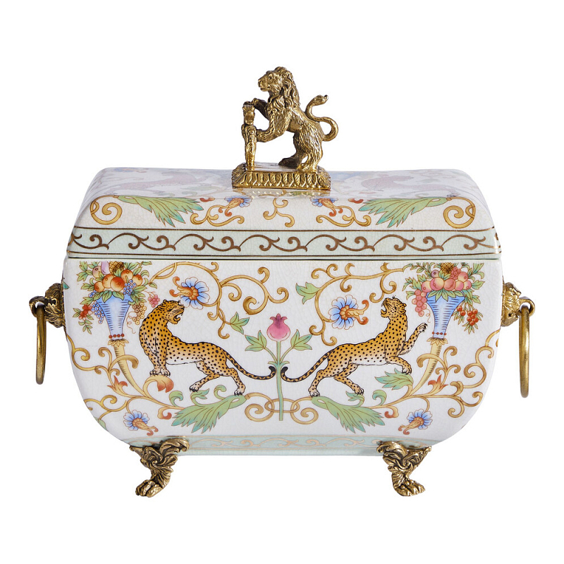 Шкатулка с фигуркой льва на крышке Eden Garden Бронза Мульти в Челябинске | Loft Concept 