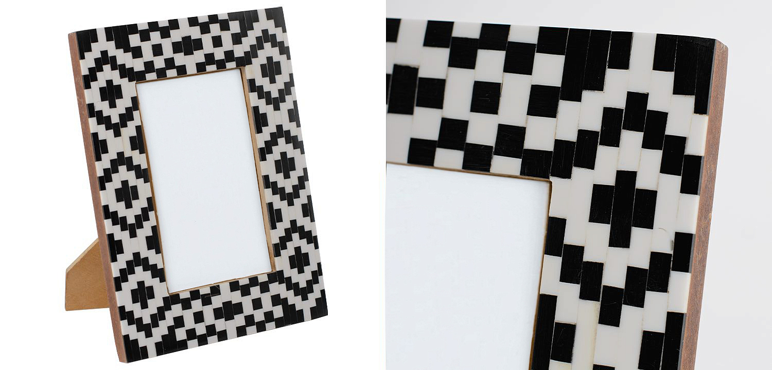Фоторамка кость Black&white Indian Bone Inlay photo frame Фоторамка кость Black&white Indian Bone Inlay photo frame - Loft-Concept в Челябинске