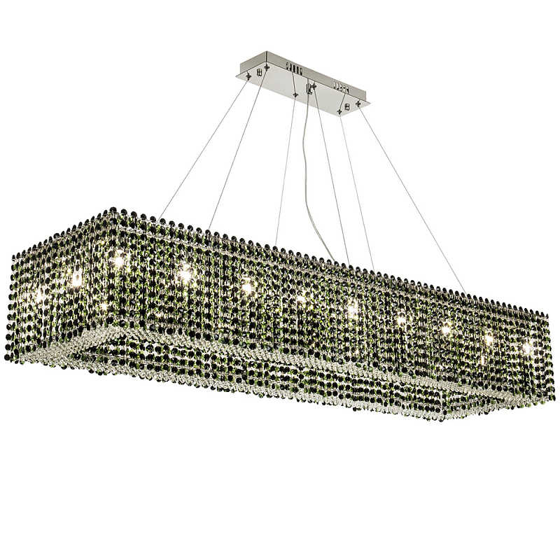 Прямоугольная люстра с хрустальными подвесками Crystal Art Chrome Green Rectangular Chandelier Хром Зеленый Прямоугольная люстра с хрустальными подвесками Crystal Art Chrome Green Rectangular Chandelier Хром Зеленый в Челябинске | Loft Concept