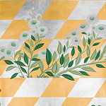 Обои ручная роспись Tiled Meadow Original colourway on Egyptian Gold gilded paper варинант исполнения - 2 | Loft Concept в Челябинске