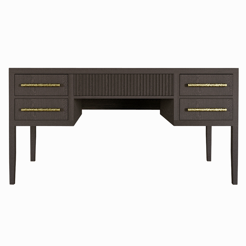 Большой Рабочий стол Primo с 5 выдвижными ящиками Темный орех Орех в Челябинске | Loft Concept 