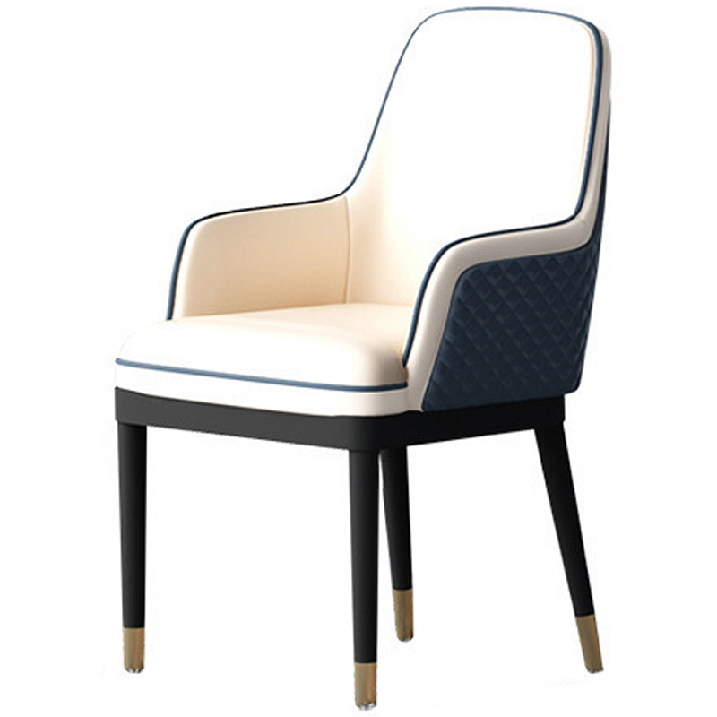Стул с подлокотниками Helen Chair Dark Blue White Белый Синий Черный Стул с подлокотниками Helen Chair Dark Blue White Белый Синий Черный в Челябинске | Loft Concept