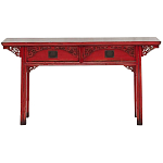 Деревянная консоль в китайском стиле с 2-мя ящиками с резным декором красная Yan Chinese Console Table варинант исполнения - 1 | Loft Concept в Челябинске