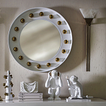 Зеркало белое с круглыми золотыми декоративными элементами Prince of the Church варинант исполнения - 3 | Loft Concept в Челябинске