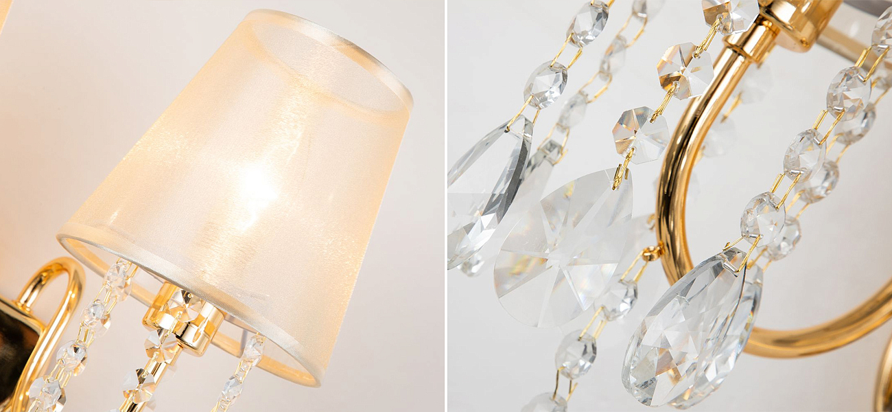 Двойное бра золотого цвета с хрустальным декором Dainty Light Двойное бра золотого цвета с хрустальным декором Dainty Light - Loft-Concept в Челябинске