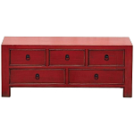 Деревянная ТВ-тумба с 5-ю выдвижными ящиками в китайском стиле красная Wei Chinese TV Stand варинант исполнения - 1 | Loft Concept в Челябинске