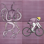 Плитка с узором Осьминог велосипедист варинант исполнения - 1 | Loft Concept в Челябинске