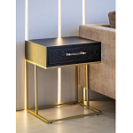 Приставной столик с резным узором на выдвижном ящике Black Table Carved Pattern варинант исполнения - 7 | Loft Concept в Челябинске