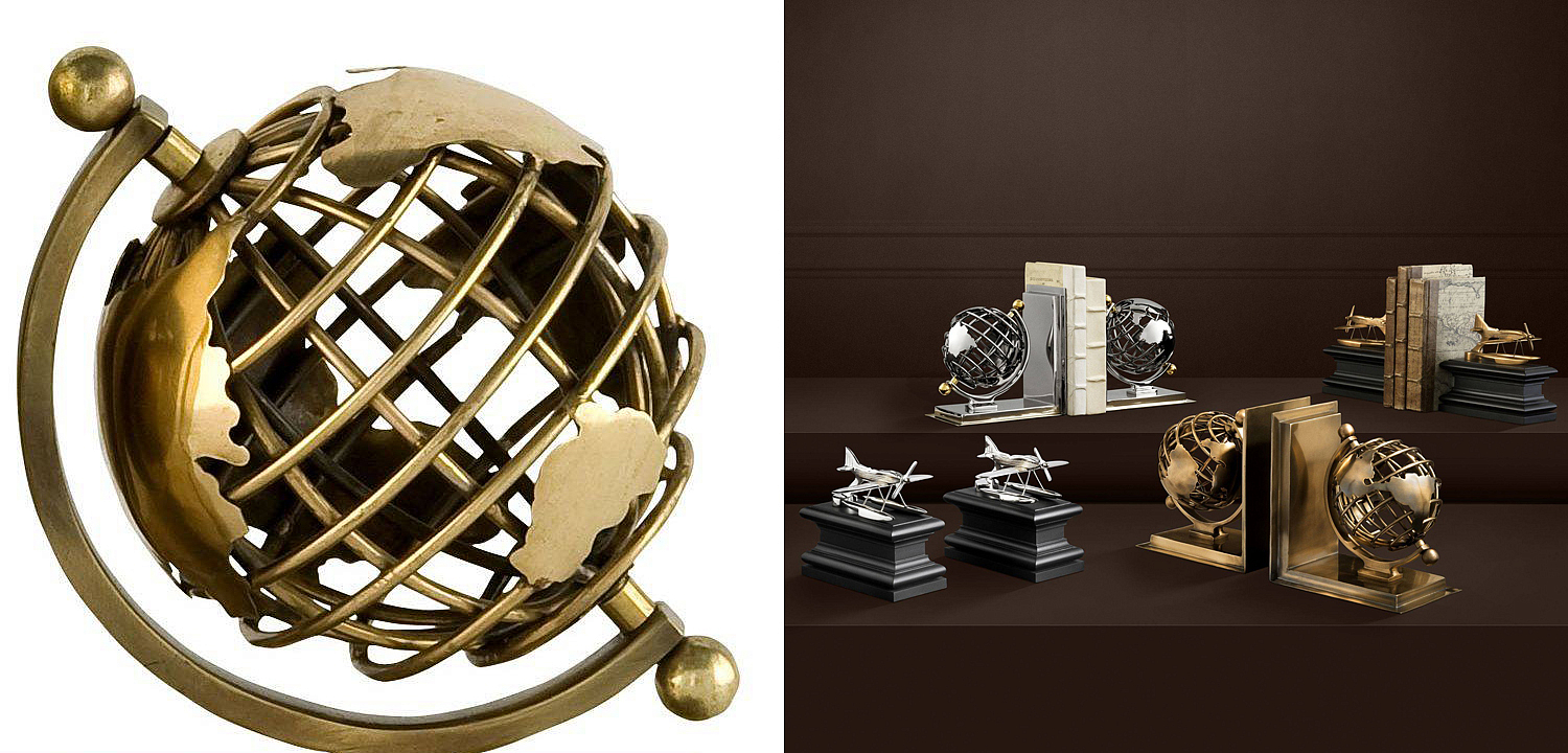 Держатель для книг Eichholtz Bookend Globe set of 2 Держатель для книг Eichholtz Bookend Globe set of 2 - Loft-Concept в Челябинске