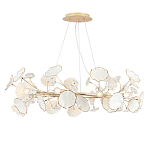 Люстра круглая с белыми лепестками из керамики и прозрачными хрустальными цветками Диаметр 82 см Wintery flovers варинант исполнения - 3 | Loft Concept в Челябинске
