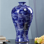 Ваза из фарфора сине-белого цвета Blue & White Ornament  варинант исполнения - 4 | Loft Concept в Челябинске