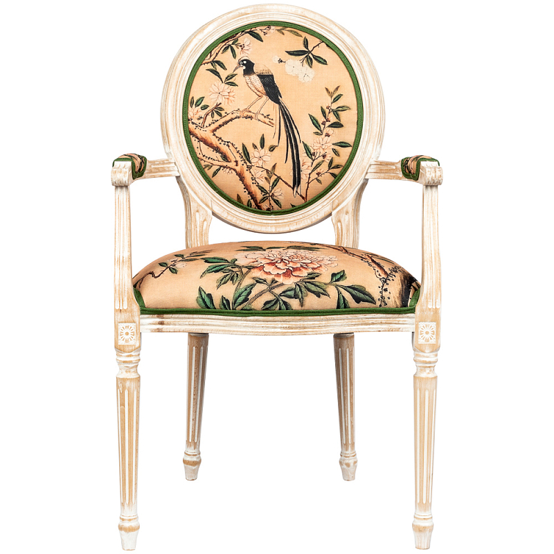 Стул с подлокотниками Beige and Green Chinoiserie Chair Бежевый Зеленый Стул с подлокотниками Beige and Green Chinoiserie Chair Бежевый Зеленый в Челябинске | Loft Concept