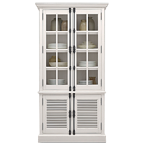 RH Shutter Double-Door Sideboard & Glass Hutch Буфет с реечными дверями светлый дуб