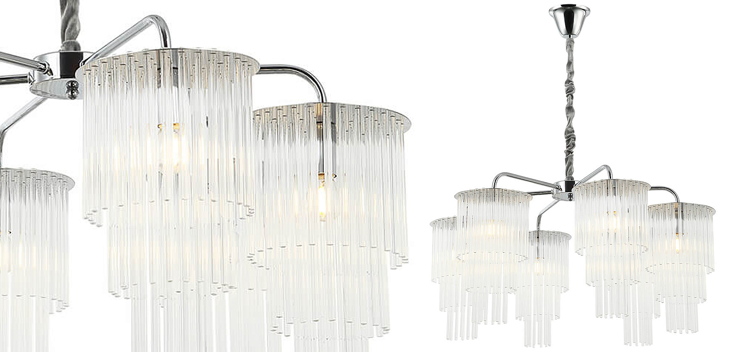 Люстра Harrison Chandelier chrome 6 lamp Люстра Harrison Chandelier chrome 6 lamp - Loft-Concept в Челябинске