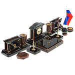 Настольный письменный набор с часами из природного камня обсидиана Peace Contract варинант исполнения - 2 | Loft Concept в Челябинске