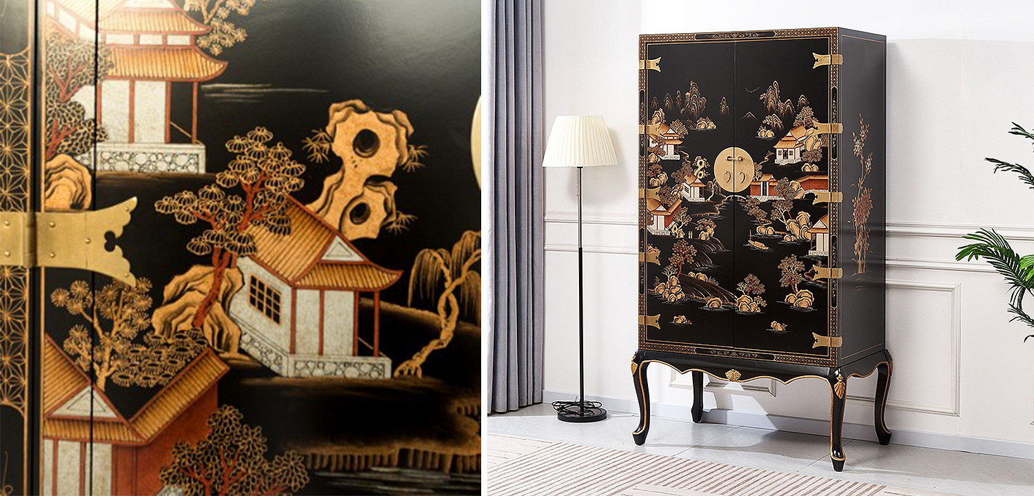 Черный Шкаф в Китайском стиле Chinese Village Cabinet Черный Шкаф в Китайском стиле Chinese Village Cabinet - Loft-Concept в Челябинске