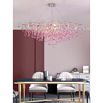 Люстра овальная с розовыми стеклянными подвесками в форме капель FAIRYTREE Light варинант исполнения - 4 | Loft Concept в Челябинске
