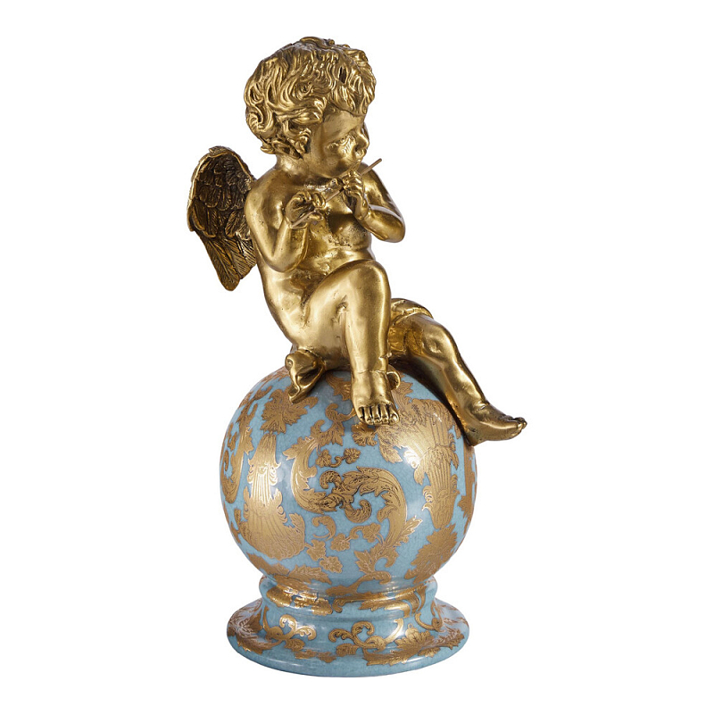 Фигурка Ангел с флейтой на шаре Seraphic Бронза Голубой в Челябинске | Loft Concept 