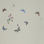 Обои ручная роспись Butterflies Icarus on Rose Shadow metallic silk варинант исполнения - 2 | Loft Concept в Челябинске