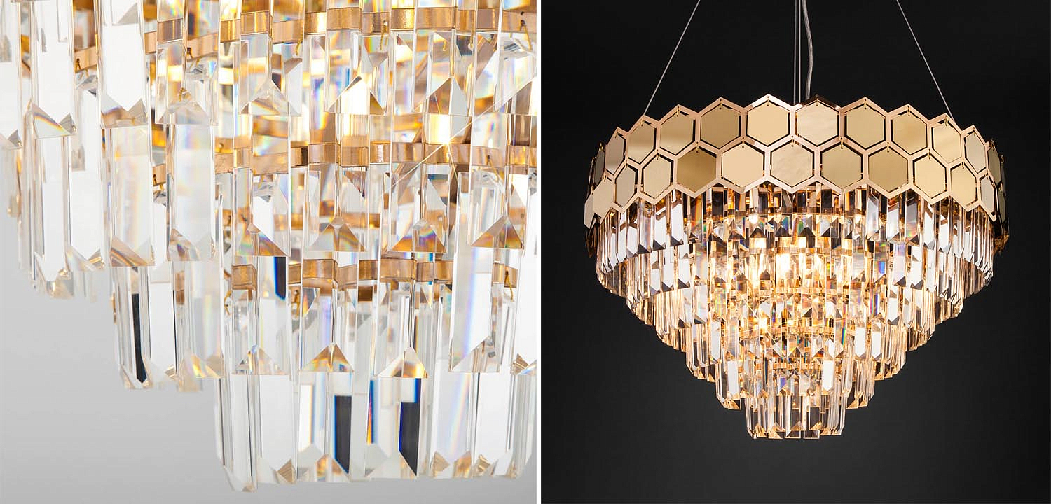 Люстра Hanging Hexagon Moira Chandelier gold Люстра Hanging Hexagon Moira Chandelier gold - Loft-Concept в Челябинске