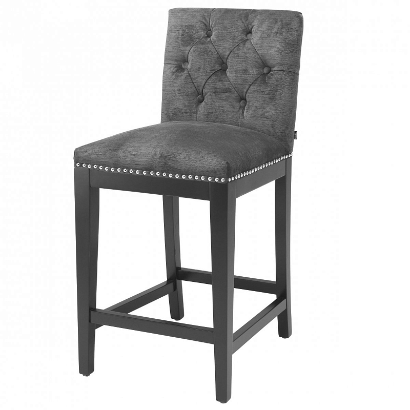 Полубарный стул Eichholtz Counter Stool Domino Серый Черный Никель Полубарный стул Eichholtz Counter Stool Domino Серый Черный Никель в Челябинске | Loft Concept