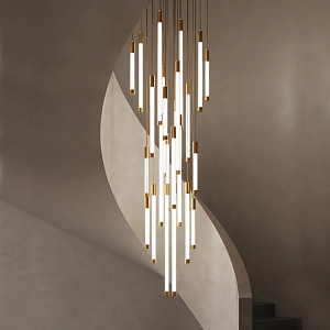 Люстра в современном стиле с 30-ю каскадными светодиодными лампами Golden LED Rain