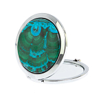 Зеркало карманное складное круглое из натурального камня Малахит с Хризоколлой в подарочной упаковке Silver Stone Mirrors варинант исполнения - 2 | Loft Concept в Челябинске
