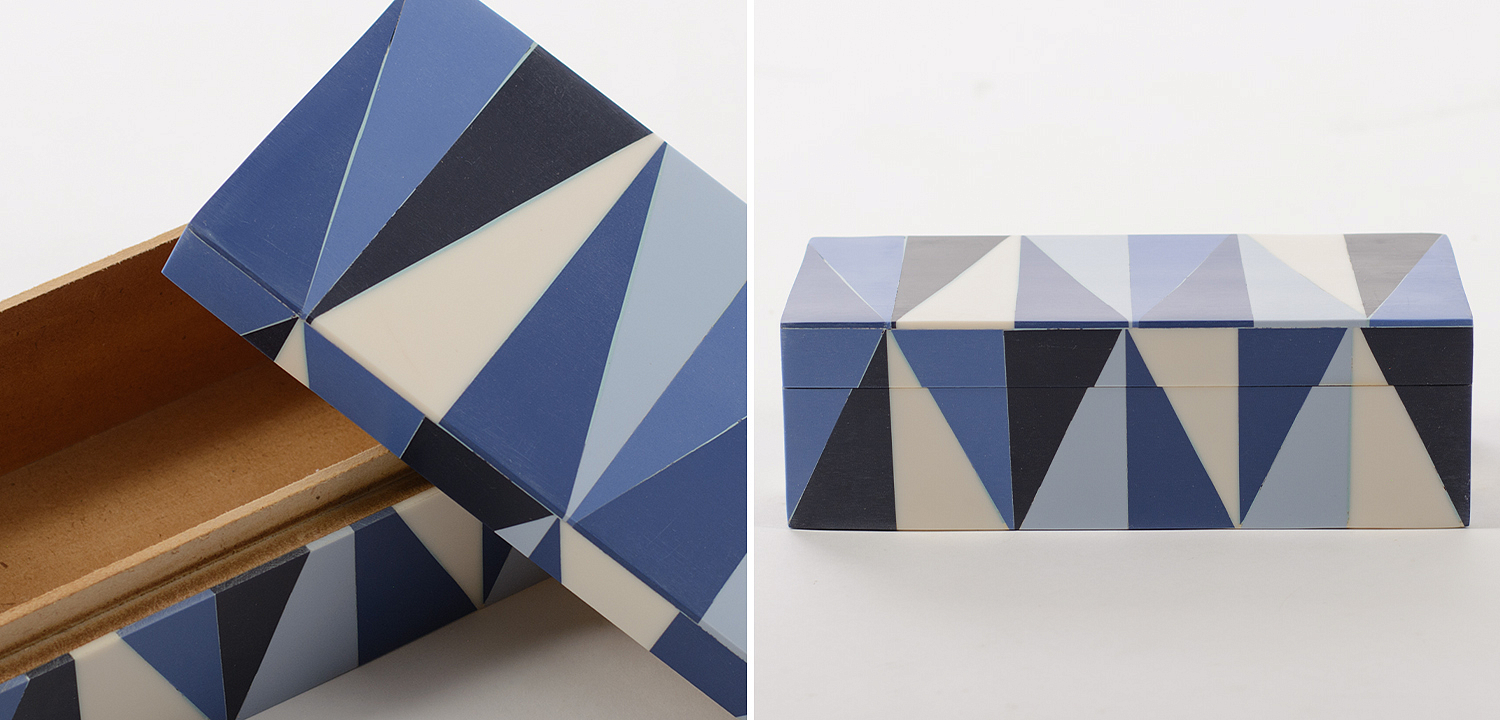 Шкатулка Blue White Triangles Bone Inlay Box Шкатулка Blue White Triangles Bone Inlay Box - Loft-Concept в Челябинске