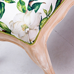 Банкетка из натурального бука золотистая с изображением птиц и цветов Blooming Birds варинант исполнения - 2 | Loft Concept в Челябинске
