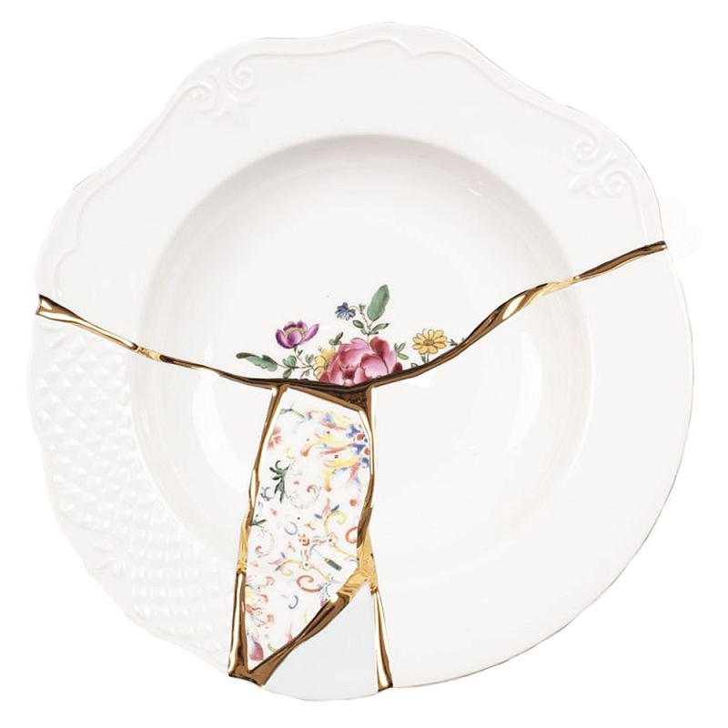 Тарелка глубокая Seletti Kintsugi 2 Белый Золотой Мульти в Челябинске | Loft Concept 