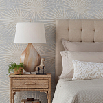 Настольная лампа на прозрачным основании с тканевым конусообразным абажуром Cream варинант исполнения - 2 | Loft Concept в Челябинске