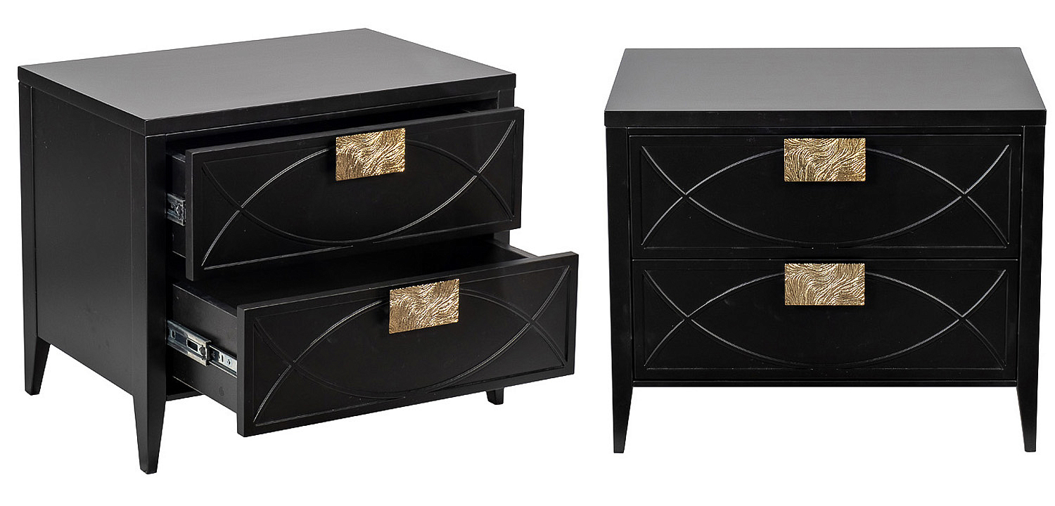 Тумба с 2-мя ящиками Amelie Black Nightstand Черная Тумба с 2-мя ящиками Amelie Black Nightstand Черная - Loft-Concept в Челябинске